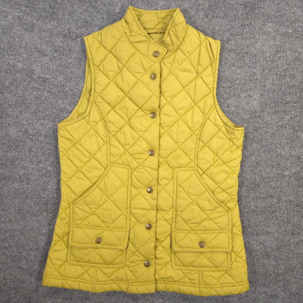 Filson Vest Womens Small Olive Yellow Quilted Lightweight Outdoor Riding Hiking